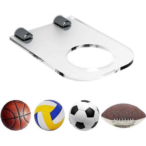 Présentoir mural pour ballons de football, basketball, volleyball, rugby, football américain, avec étagère transparente invisible et étagère de rangement invisible. (1/5)