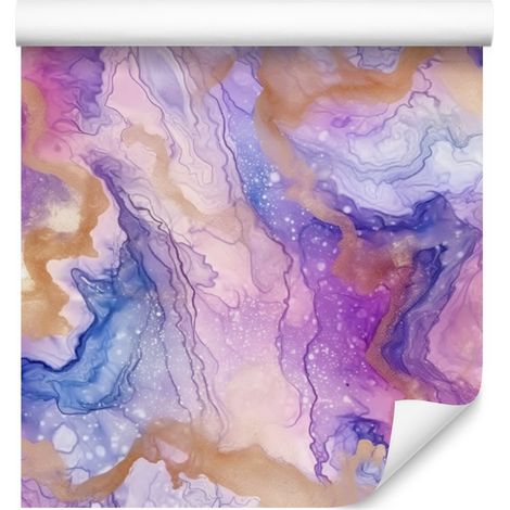 Carta da parati Ink viola, lavanda e blu per soggiorno e camera da letto 50x1000 cm (1/5)