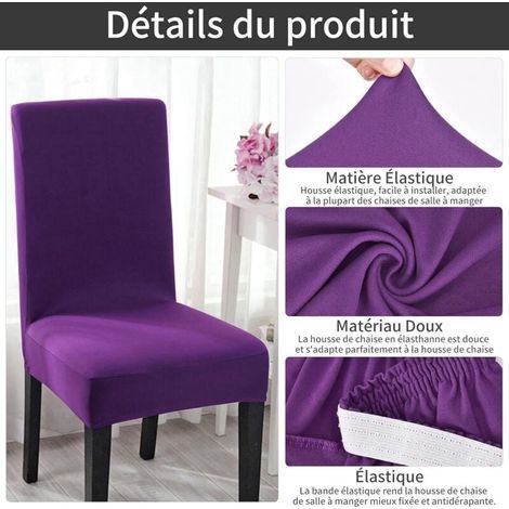Housse Chaise Élastique Spandex Revêtement de Chaise Extensible (6pcs,Le grand rouge) (1/4)
