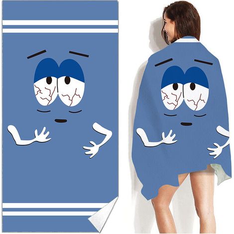 160x80cm Reversible Microfiber Beach Towel (Big Blue Eyes), Quick Dry Beach Towel, Lightweight Portable Travel Towel
