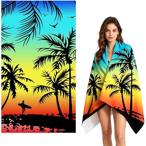 Toalla de playa XL,180 x 100 cm,Secado rápido y superabsorbente,Toalla de natación de microfibra ligera para adultos (1/5)