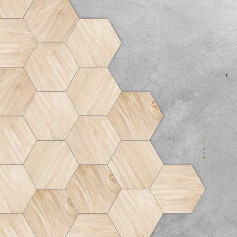 Stickers de sol en vinyle - Carreaux de sol imperméables antidérapants hexagonaux pour salon, cuisine, salle de bain, autocollants à coller et décoller, autoadhésifs, 20 cm X 23 cm X 10 pièces, en (1/5)