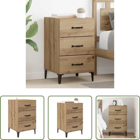 Rangement chambre - Cabinet de chevet Chêne artisanal 40 x 40,5 x 66 cm (1/5)