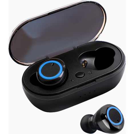 Y50 Bluetooth-Kopfhörer Y50TWS2 – Kabellose Sport- und Outdoor-Kopfhörer 5.0 mit Ladecase – Schwarz/Blau – Inkl. Verpackung (1/3)