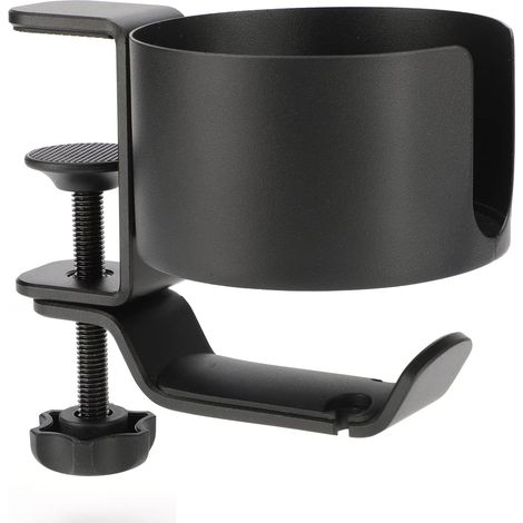 Support pour Casque 2en1 Porte Gobelet, Cintre pour Casque Rotation à 360°,Support de Casque de Jeu Aluminium Crochet pour avec Organisateur