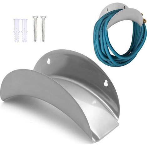Support mural pour tuyau d'arrosage - 28 x 11,5 x 12,5 cm - Support métallique - Gain de place et robuste (1/5)
