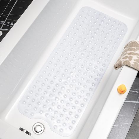 APEX Tapis de bain antidérapant pour baignoire, 101 x 40 cm, extra long, anti-moisissure, avec ventouses et trous d'évacuation (1/5)