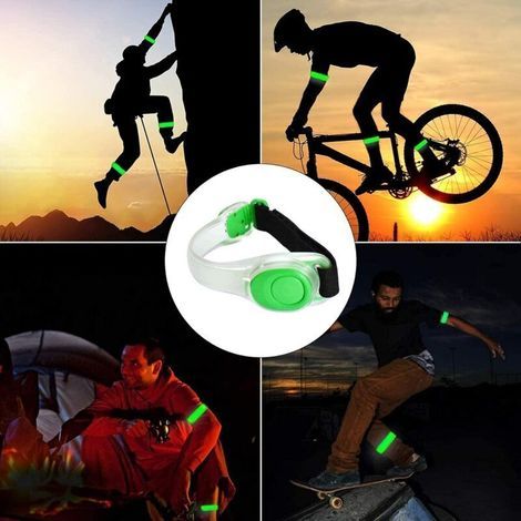 Brassard Lumineux LED[2 Pièces], Bracelet LED Réfléchissant, Réglable Bracelet de Sécurité Haute Visibilité pour Sport Extérieur, Le Vélo, La Marche, Le Concerts pour Enfant ou Adulte (1/4)