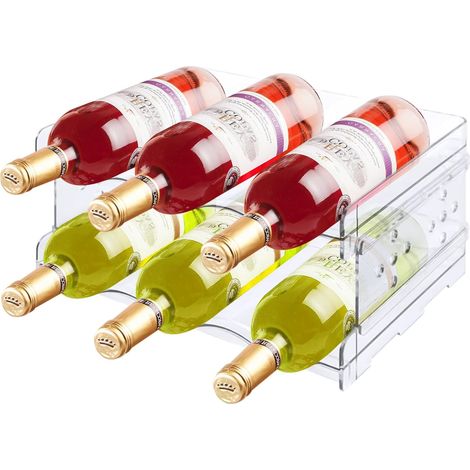 Range-Bouteilles, 2 Range Bouteille pour Vin, Porte-Bouteilles Empilable Porte Bouteilles de Vin, Porte-Bouteille d'eau pour Comptoirs de Cuisine, Armoire, Frigo (1/5)