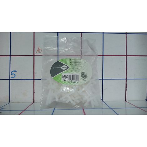 Croisillons blancs 3mm - Lot de 100 pour pose de carrelage