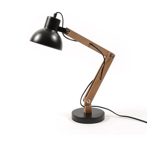 Lampada da scrivania "Vintage" in legno e metallo h 50 cm per ufficio -Bianco (1/3)