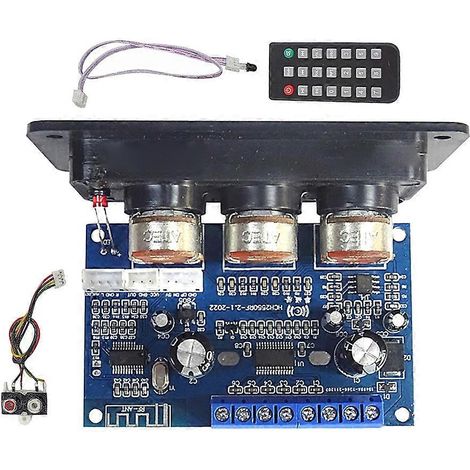 BT5.0 2.1-Kanal-Digitalverstärkerplatine + AUX-Kabel + Fernbedienung, 2 x 25-W-Lautsprecher + 50-W-Subwoofer, Klasse D, 12–20-V-Gleichstromversorgung (1/5)