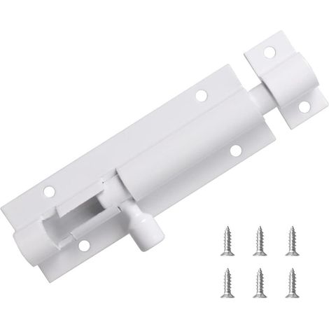 Verrou de porte coulissant de sécurité, en acier inoxydable mat robuste, pour toilettes, abri de jardin, douche, jardin, chambre. Verrou de porte coulissant avec vis. (1/2)