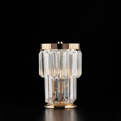 Schubert - Tischlampe aus Eisen und goldenem Messing mit Strasssteinen 1 Licht H.24 - Ø15 - BL272-LT-OR