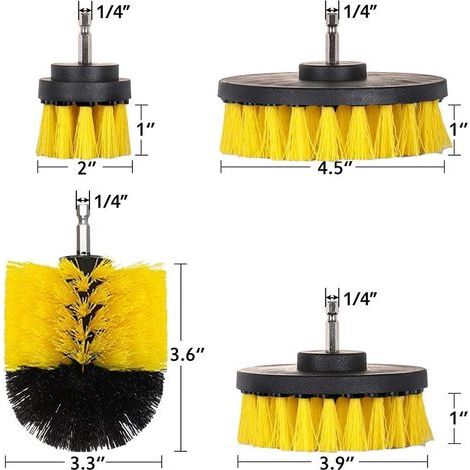 4 Pièces Brosse de Nettoyage Perceuse Électrique - Épurateur électrique pour Brosse de Nettoyage pour le Nettoyage de Salles de Bains, Dalles de Piscine, Briques, Céramique (1/5)