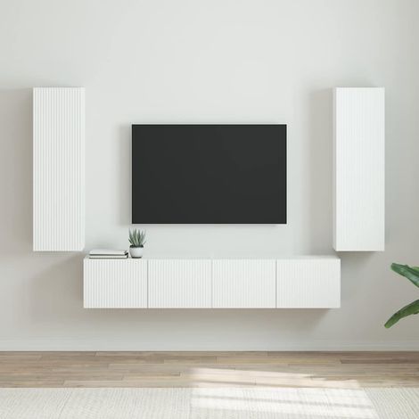 vidaXL Mobile TV da parete 2 pcs Bianco Lucido 30 x 31 x 100 cm