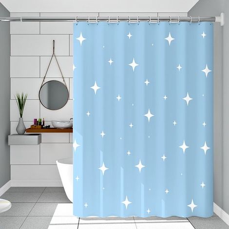 Anti Schimmel Duschvorhang 180 x 200 cm Inkl. Ringen Wasserdicht PVEA Blau (1/2)