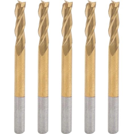 5 Stück 3-schneidiger Fräser aus Wolframstahl, Schneid- und Gravierwerkzeug, Rundschaft 3,175 x 3,175 x 12 x 40