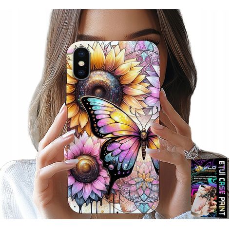 Hülle für iPhone X/XS – Sonnenblume mit Schmetterling, Gehäuse + Folie (1/5)