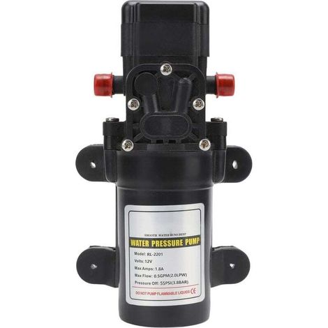 Selbstansaugende Wassermembranpumpe, Frischwasser-Druckmembranpumpe für Wohnmobil, Camper, Boot, industrielle Hochdruck-Rotationswasserpumpe (RL 2201 12 V) (1/4)