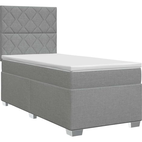 Cama box spring con colchón Gris Claro Individual Tela vidaXL (1/5)
