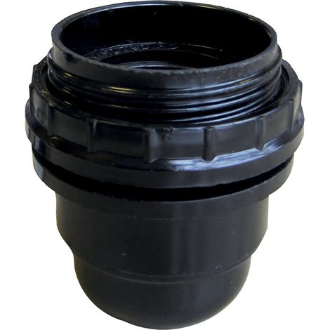 Douille demi-filetée bakélite E27 noire avec bague- Tibelec