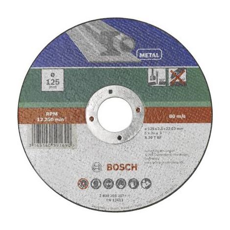 BOSCH 2609256317 DISQUE À TRONÇONNER À MOYEU DÉPORTÉ POUR MÉTAUX DIAMÈTRE 125 MM DIAMÈTRE D'ALÉSAGE 22/23 EPAISSEUR 2,5 MM (1/2)