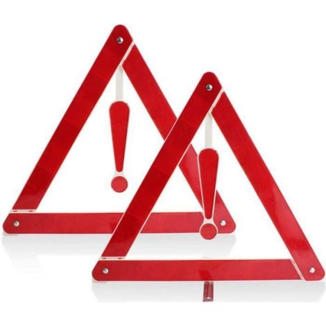 Triangle de signalisation réfléchissant - - Lot de 2 - Plaque d'avertissement - Boîte de rangement - Pliable (1/4)