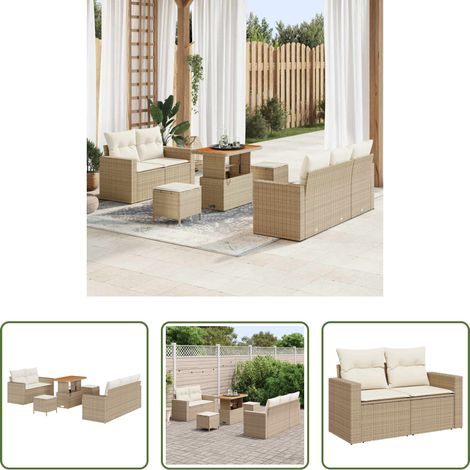vidaXL Poly-Rattan - Garten-Sofa-Set 8 pcs Beige Poly-Rattan (1/5)