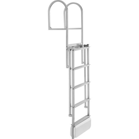 Échelle de quai aluminium 5 marches, rétractable et antidérapante, capacité 227 kg, ajustable pour accès facile aux lacs et (1/5)