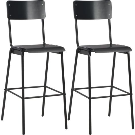 Bar Chairs 2 pcs Black Solid Plywood Steel vidaXL (1/5)