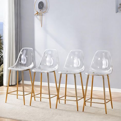 Tabourets de bar en plastique transparent avec piètement (1/5)