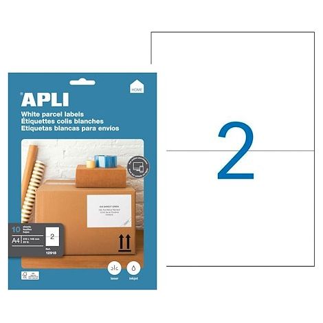 Etiquettes adresse jet d'encre, laser et copieur 210 x 148 mm Apli blanche - Boîte de 20 (1/2)