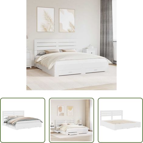 vidaXL Rangement de chambre - Cadre de lit avec tiroir avec tête de lit Bois d'ingénierie (1/5)