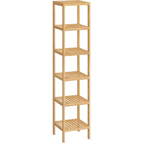 Étagère de Salle de Bain à 6 Niveaux en Bambou, Étagère de Rangement, Multifonctionnelle, Étagère d'angle, pour Cuisine, Salon, Chambre, Couloir, Beige Natural BCB056YL01 (1/5)