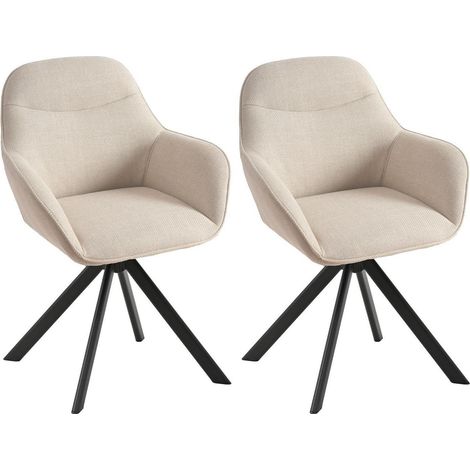 Drehstuhl Esszimmer Beige 2er Set mit Armlehne, 360° drehbar, belastbar bis 150kg (1/5)