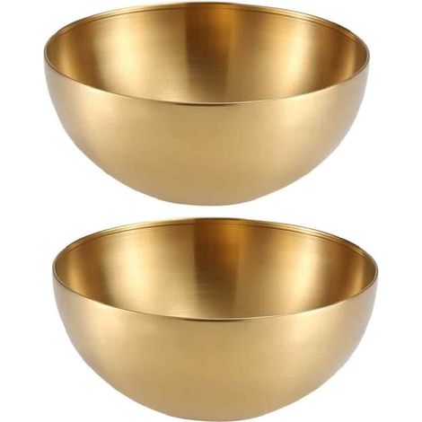 Lot de 2 bols service inox 3 L – Dorés, pour fruits, salade, pâtes, soupe - Lot de 2 bols service inox 3 L – Dorés, pour fruits, salade, pâtes, soupe (1/5)