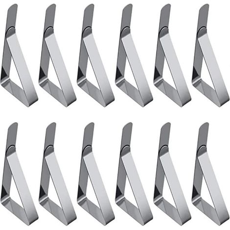 Pince Nappe Exterieur,12 Pcs Pince à Nappe Antidérapante en Acier Inoxydable,Pince à Nappe Argentée pour Banquet, Pique-Nique, Cuisine (1/5)