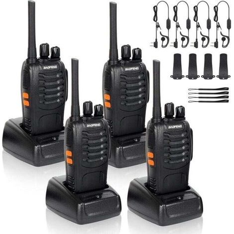 Radios bidirectionnelles 2 canaux (400–470 MHz) avec casque, émetteur FM 16 canaux (rechargeable) – Noir (1/4)
