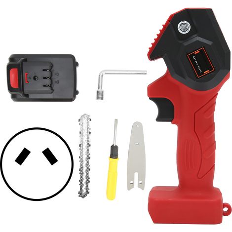 Mini scie électrique d'élagage FYD‑001 rouge, tronçonneuse portative rechargeable pour jardin, prise AU AC110‑240V (1/5)
