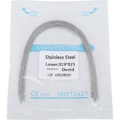 50 fils orthodontiques élastiques en acier inoxydable pour arc dentaire rectangulaire, 0,19 x 0,25 pouce (5,8 x 6,35 mm) supérieur (1/5)