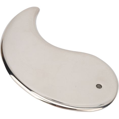 Lame de Gua Sha en acier inoxydable, outil de massage facial à conduction thermique, design poli, grattoir corporel pour dos, jambes, bras et cou. (1/5)