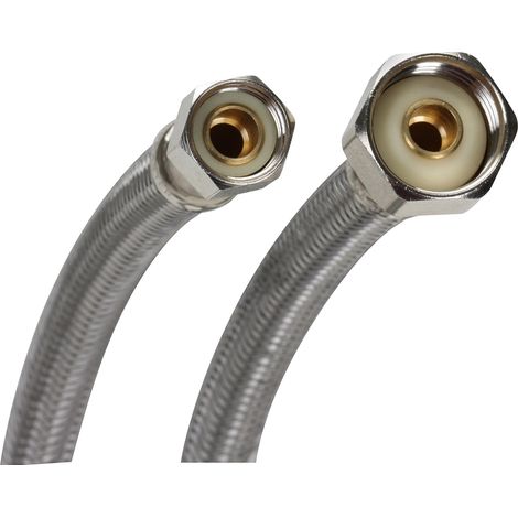 Raccord de robinet 1F20, en acier inoxydable tressé - Filetage femelle à compression 3/8 x Filetage F.I.P. 1/2, longueur 20 pouces (1/3)