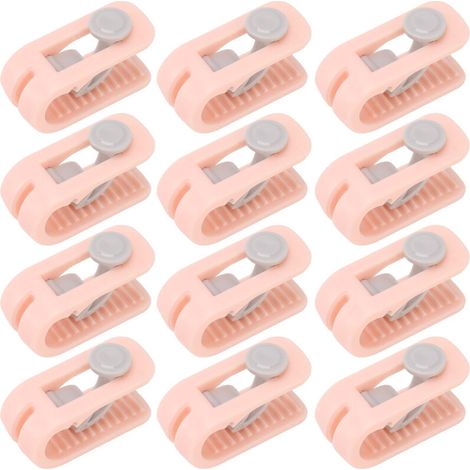 12pcs Bed Sheet Clips Prevent Slip Needleless Safe 180 Degree Closure Universal Quilt Cover Fastener for Home Pink (1/5)