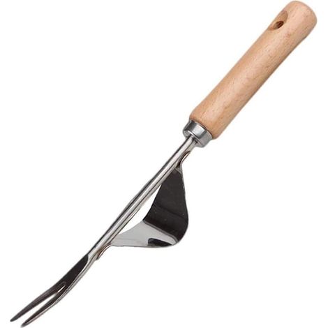 Strumento per diserbo manuale, acciaio inossidabile, anti-piega con impugnatura liscia in legno naturale, strumenti per diserbo manuale di qualità premium per giardino (1/5)