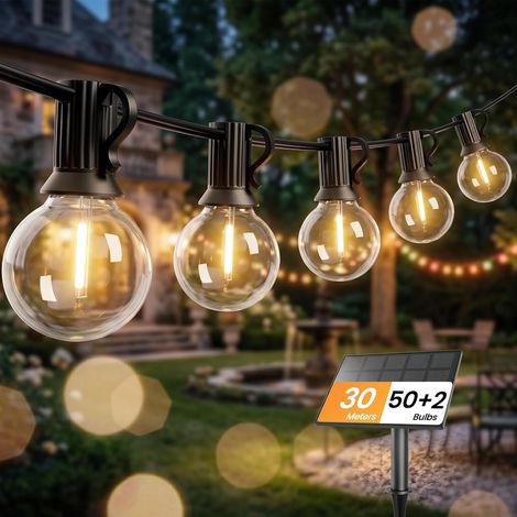 Guirlande Solaire 30M G40 IP44,50+2 Ampoules Incassables 2700K (1/5)