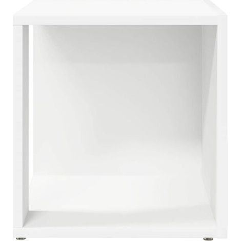 Table d'appoint blanche 33x33x34 cm, petit meuble de rangement en panneau composite pour salon, chambre ou bureau (1/5)