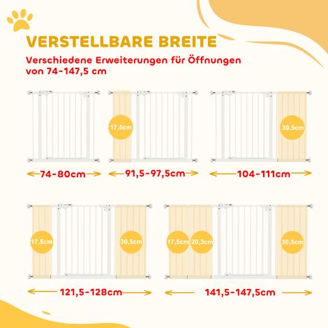 Barrière chien extensible métal blanc fixation pince 136x76cm (1/4)
