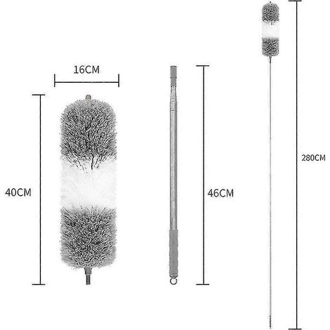 Plumeau télescopique extensible de 280 cm de long, en microfibre, flexible et lavable. (1/5)