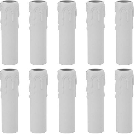 10 pieces 4 inches spark plug covers sleeves Simulation Vintage wax drop spark plug socket cover for chandelier white (1/5)